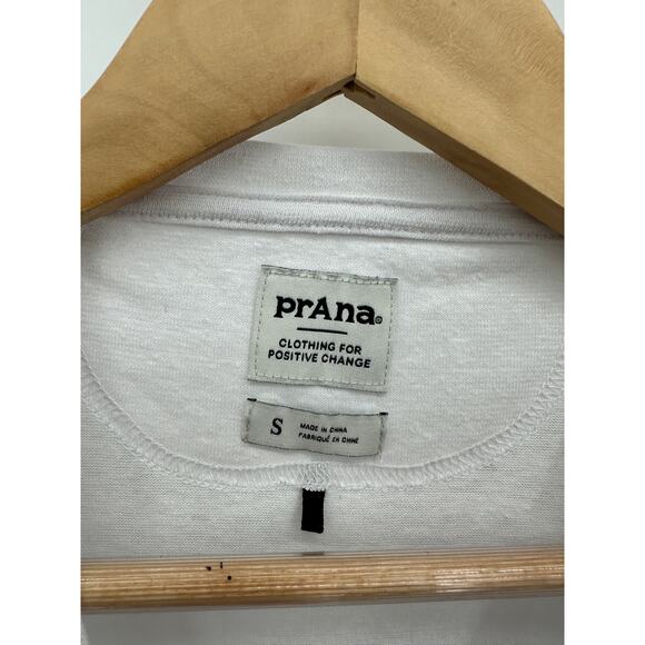 Prana Hemp Blend Burn Out Tee Women Small White Cap Sleeve Lightweight Casual - Picture 6 of 7